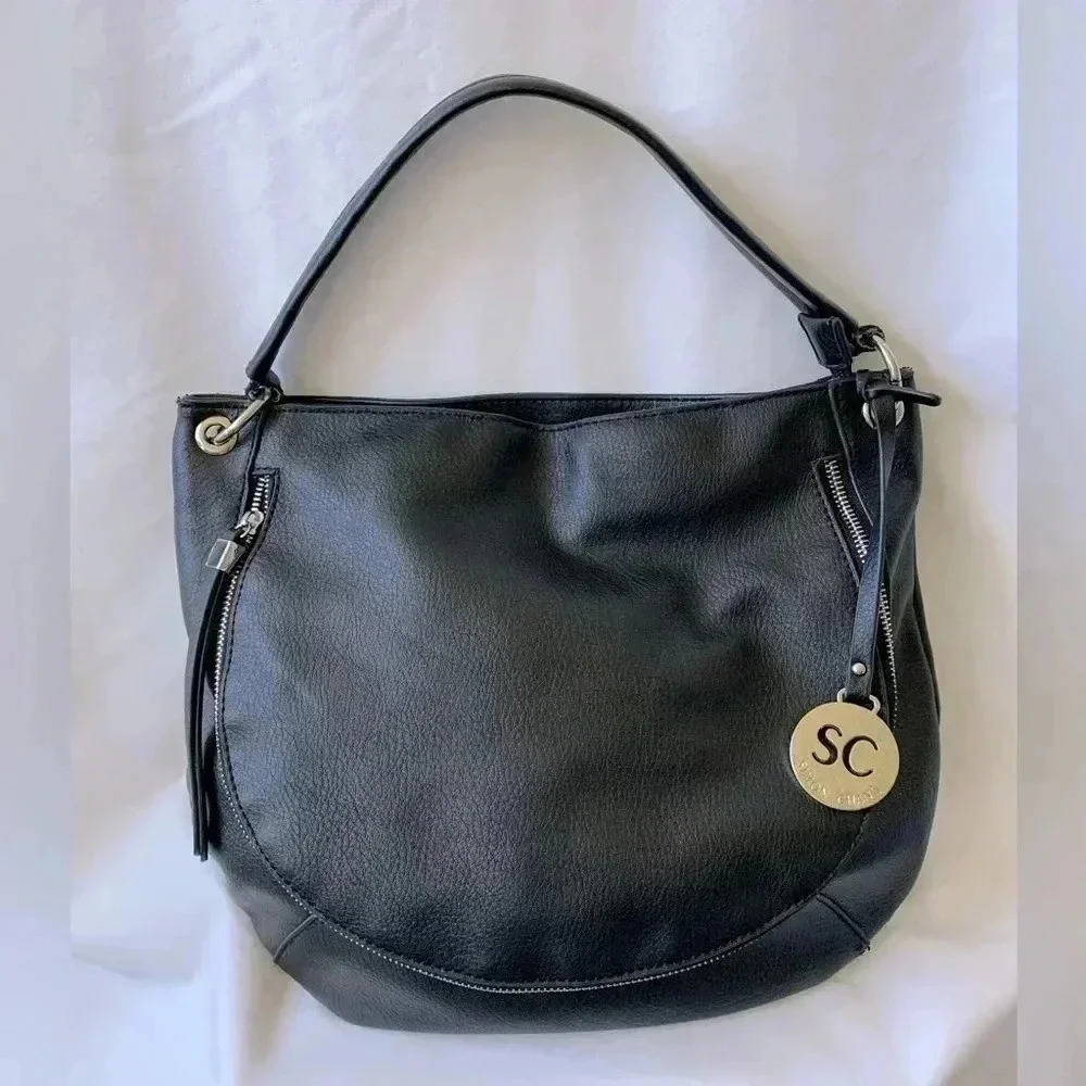 Simon Chang Satchel Bag, black, one large inner pocket, one large outer pocket - Picture 1 of 15